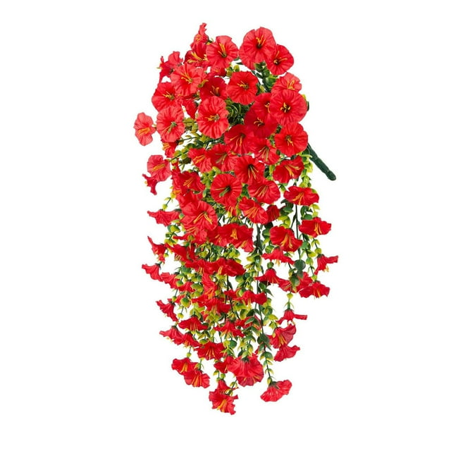 JilgTeok 4 Packs Simulated Roses Artificial Flower Plastic Wrapping Plants Fake Flowers Vines for Home Garden Porch Yard Living Room Ceiling Spring Decoration Clearance