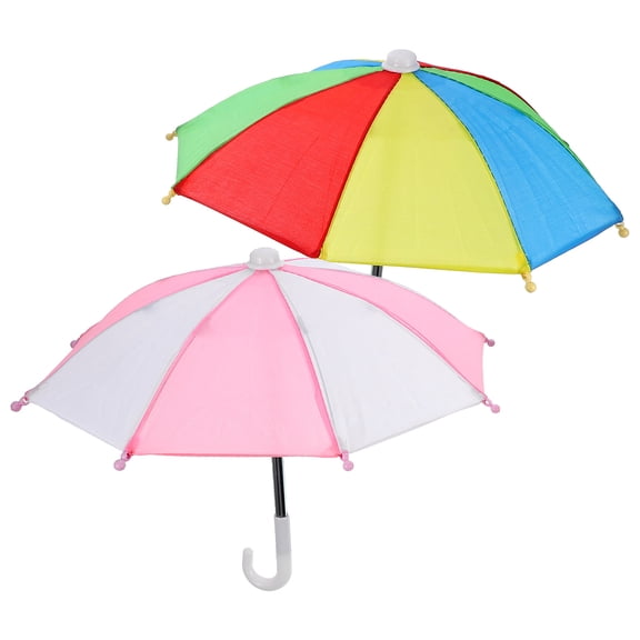 PBPBOX 2Pcs Adjustable Mini Umbrella Metal and Cloth Assorted Color for Sunny and Rainy Protection