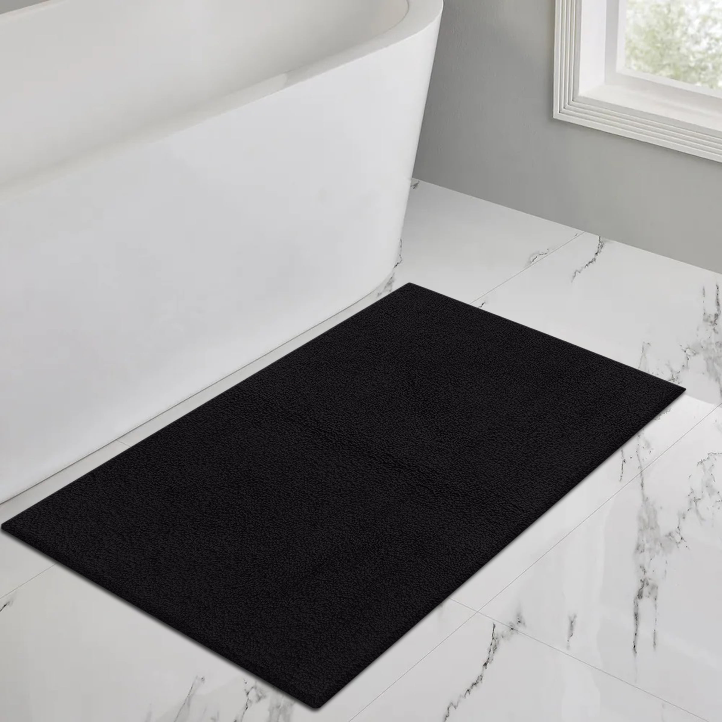 Mainstays Performance Recycled Polyester Bath Rug, Rich Black, 24 in x 40 in