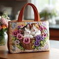 thumbnail image 2 of Clearance! Vintage Quilted Canvas Cute Cat Reusable Tote Gift Bags, Lightweight Travel Bag, Made of Natural Canvas with Handle, Cotton Shoulder Bag for Shopping Beach Work School, Gift(Cat C), 2 of 6