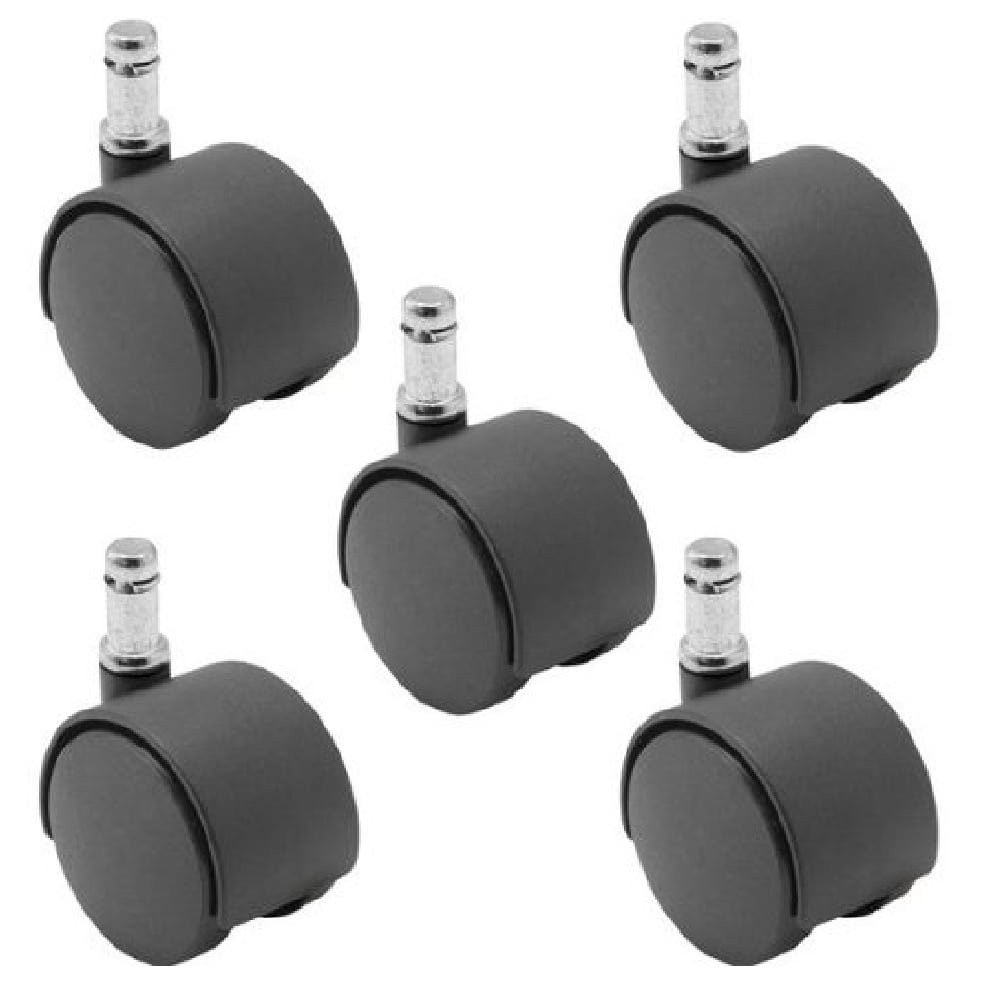 Set of 5 Office Chair Wheel Caster Replacement Swivel Twin 7/16" Grip Ring Stem 