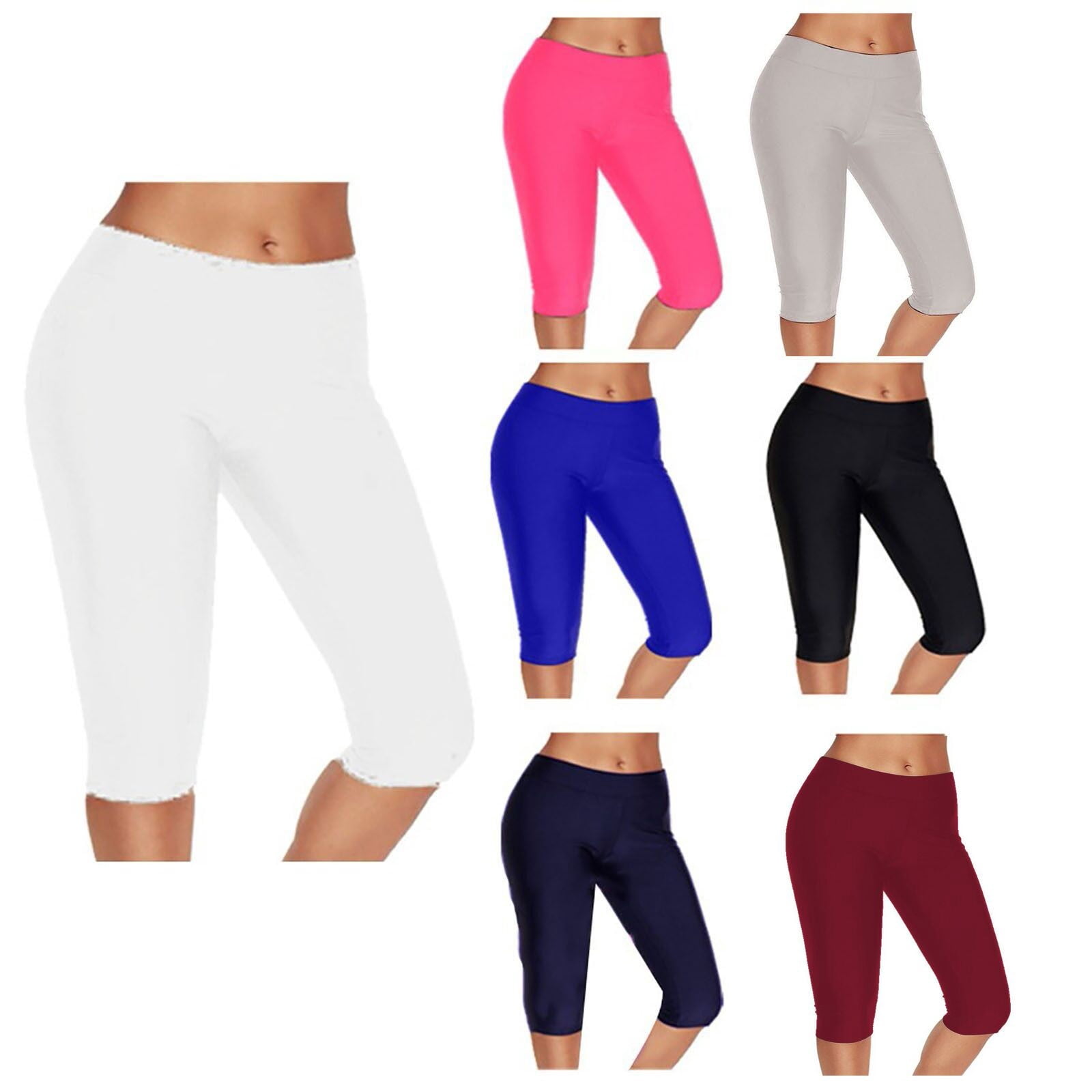 Fulorrnie Women Swimsuit Bottom High Waisted Swim Pants Tankini Capris Legging Swimwear Shorts Boardshorts