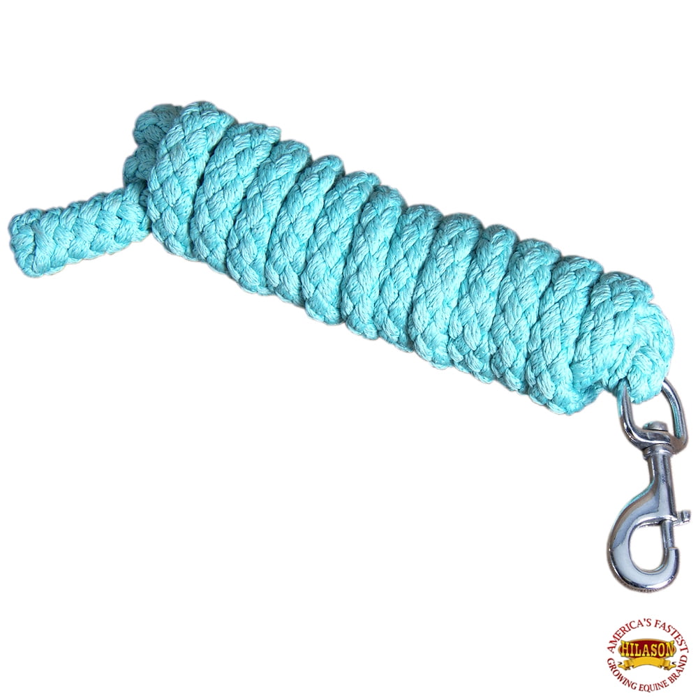 Horse Riding Poly Horse Roping Lead Rope Turquoise 1/4 Inx8 Ft Snaps