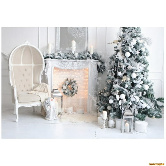 White Christmas Backdrop Fireplace Gifts Living Room Vintage Wall Xmas Tree Party Kids Portrait Photography Background r