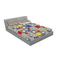 thumbnail image 2 of Ambesonne Geometric Fitted Sheet & Pillow Sham Set, Colored Mosaic Square, Queen, Multicolor, 2 of 2