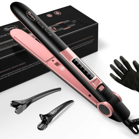 Deogra Flat Iron for African American Hair, Silk Press Flat Irons, Ceramic Tourmaline Ionic Flat Iron Hair Straightener with Keratin & Argan Oil Infused Plates, 1 inch 430℉ Curling (The Best Flat Iron For African American Hair)