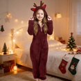 thumbnail image 2 of Shadoumai Toddler Kids Animal Onesie Christmas Hooded Zip One Piece Jumpsuit Christmas Reindeer Onesie For Kids Girls Jumpsuits Deer Animal One Piece Hooded Onesie Holiday Jumpsuit, 2 of 6