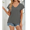thumbnail image 6 of Your-Sty Womens Summer Tops Short Sleeve Shirts for Women V Neck Basic Fashion Side Split Loose Blouse, 6 of 8
