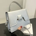 thumbnail image 3 of Stylish and simple handbag retro one-shoulder crossbody bag artificial leather flip small square bag - silver, 3 of 5