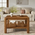 thumbnail image 4 of Finmind 31.5-inch Solid Wood Square Coffee Table, 2-Tier Farmhouse Center Table with Rounded Corners, for Living Room, Office, Brown, 4 of 10