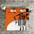 thumbnail image 3 of Ambesonne African Quilted Bedspread Set 3 Pcs, Women on Desert, Queen Size, White Orange Black, 3 of 3