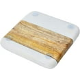 thumbnail image 6 of Creative Co-Op Marble & Acacia Wood Coasters, White & Natural, Set of 4, 6 of 7