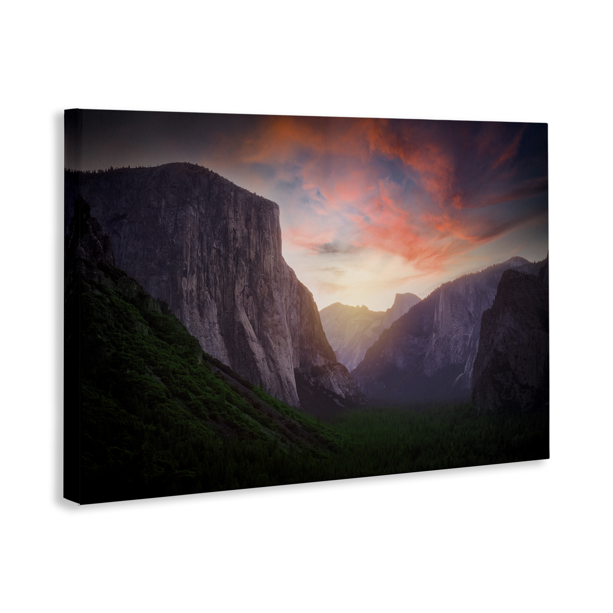 Stupell Industries Sunset Through Mountain Cliffs Landscape & Nature Photography Wrapped Canvas Art Print Wall Art, 36 x 24