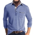 thumbnail image 1 of Camisa informal de manga larga a cuadros para hombre: color en contraste, tejido transpirable, tapeta de tres botones con bolsillo en el pecho, 1 of 6