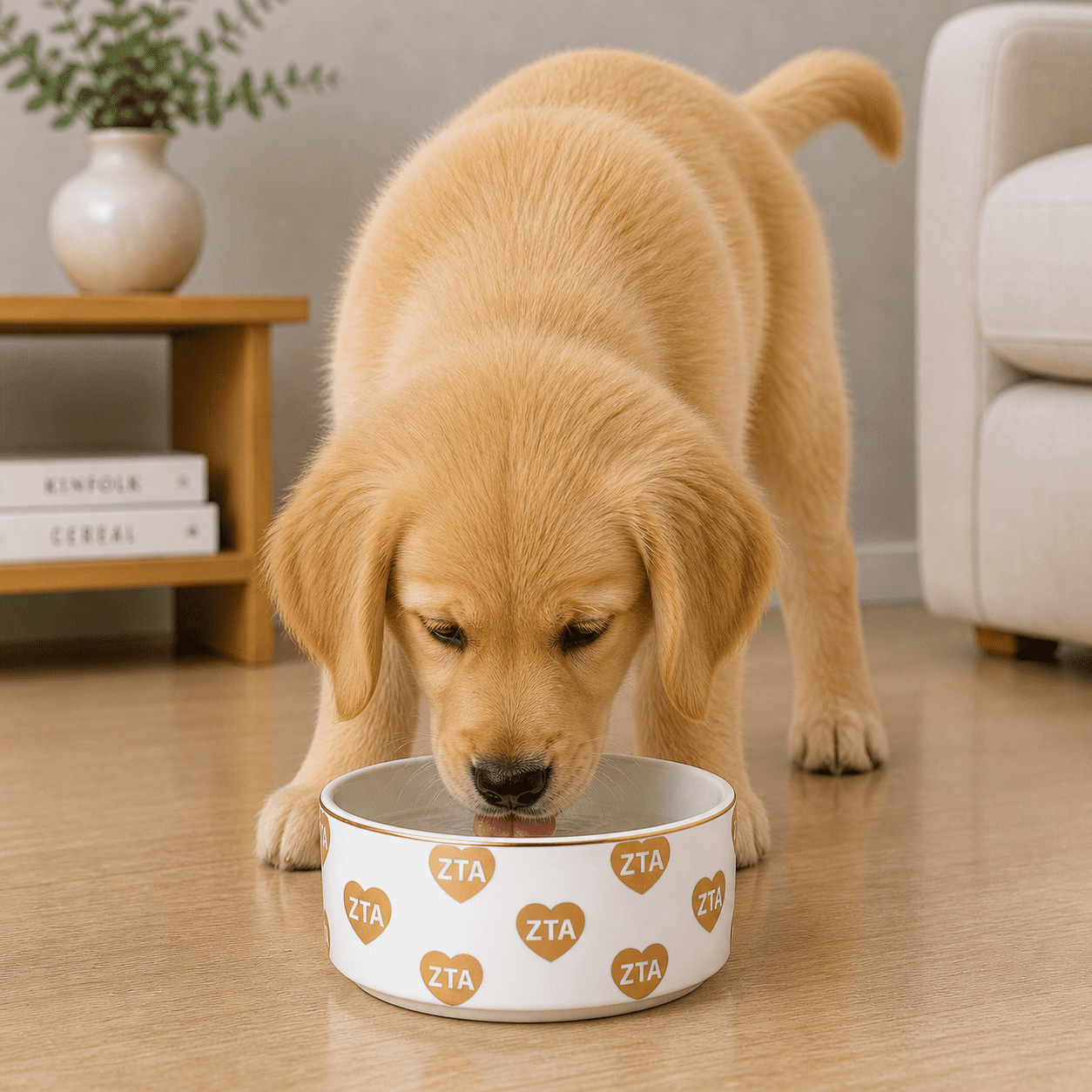 Sorority Shop Zeta Tau Alpha Pet Bowl, 6" Ceramic Bowl for Dogs and Cats, Heart Design with Sorority Greek Letters, Use for Food or Water