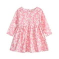 thumbnail image 2 of Esaierr Little Girls Princess Dress Kids Baby Girls Floral Print Casual A-Line Long Sleeve Spring Fall Dress Pullover Casual Dress Birthday Dress Skirt Toddler Dress for 1-6years, 2 of 9