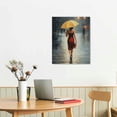thumbnail image 2 of Shiartex Fall Decor The Girl Walking in the Rain with Umbrella Canvas Wall Art 16x20in, 2 of 3