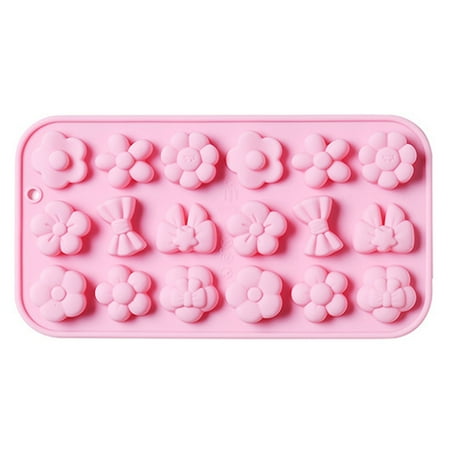 

SunHLX 18 Cavities Non-sticky Demoulding Chocolate Mold Bowknot Flower Shaped Silicone Cake Mould Kitchen Gadget