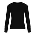 thumbnail image 3 of DeHolifer Sweaters for Women Crewneck Long Sleeve Solid Color Ribbed Knit Sweaters Loose Casual Blouse Tops Black M, 3 of 6