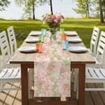 thumbnail image 4 of Pink Green Flower 48 Inch Table Runner, Watercolor Summer Botanical Farmhouse Dresser Scarf Cotton & Linen Tablerunner for Dining/Kitchen Island/Holiday Party Décor 13" x 48", 4 of 9