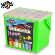 REGAL Chalk City Sidewalk Neon Chalk for Kids Washable Outdoor Jumbo Chalks Bucket 20 Count