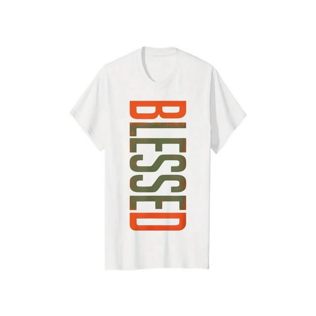 Ropa para hombre, camisetas para hombre, diseño de estilo casual con estampado, tela 100 % algodón puro, corte holgado, cómoda y transpirable, camiseta negra BLESSED, moderna y actual, adecuada para u