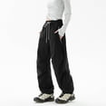 thumbnail image 2 of RUTAYY Women's Cargo Pants Baggy Solid Color with Zipper Pocket Casual Daily Wear Comfortable Breathable Trendy Vibrant Trousers, 2 of 4