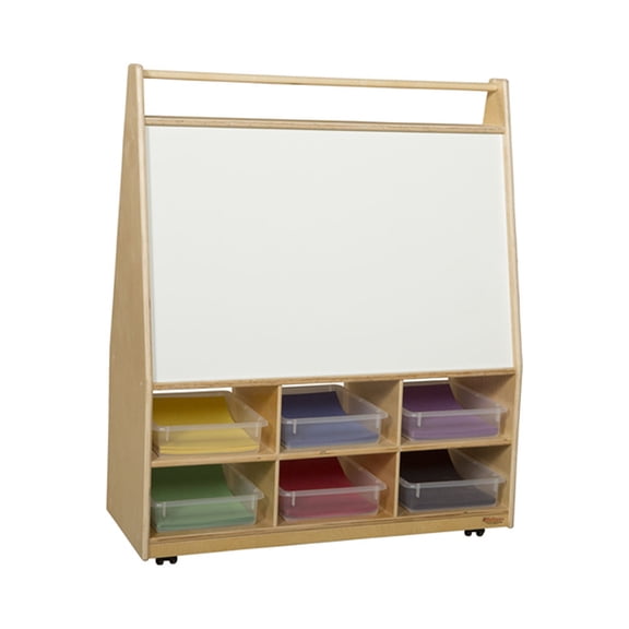 Wood Designs Mobile Literacy Display with Translucent Trays