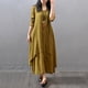 thumbnail image 4 of Vestido largo de algodón y lino informal de dos piezas falsas de corte holgado para mujer y niña Scienceny FS9904-18, 4 of 7