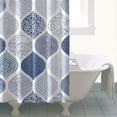 thumbnail image 4 of Blue and White Geometric Quatrefoil Pattern Shower Curtain 72"x72" ,Bathroom Decorative Shower Curtains Set with 12 Hooks,Modern Waterproof Washable Shower Curtain, 4 of 6