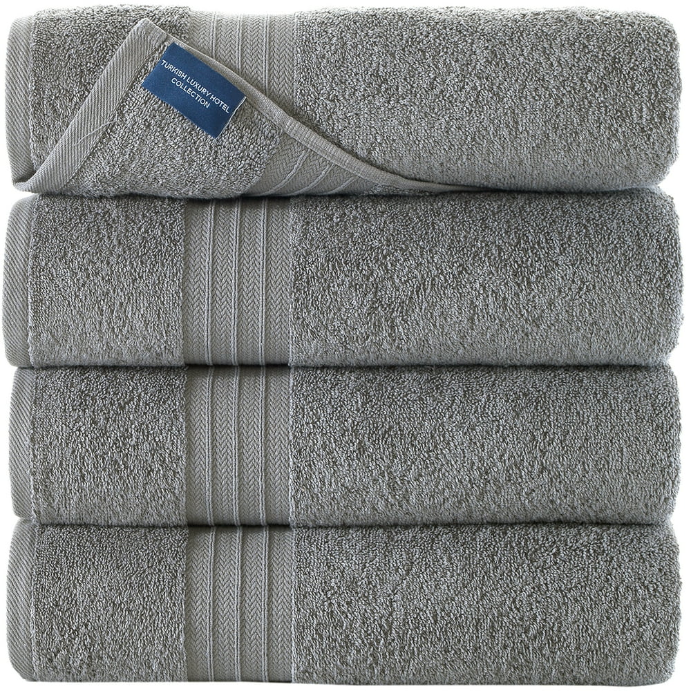 Qute Home Grey Bath Towels Set of 4 Bosporus Collection Bath Towels