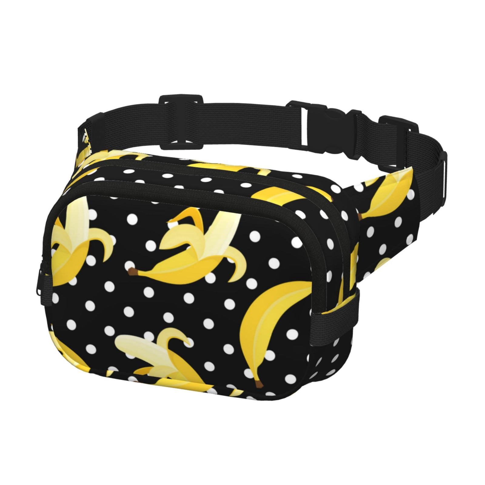Fuzoiu Banana Print Unisex Square Double Layer Waist Bag,Crossbody Fanny Pack Travel Workout Accessory