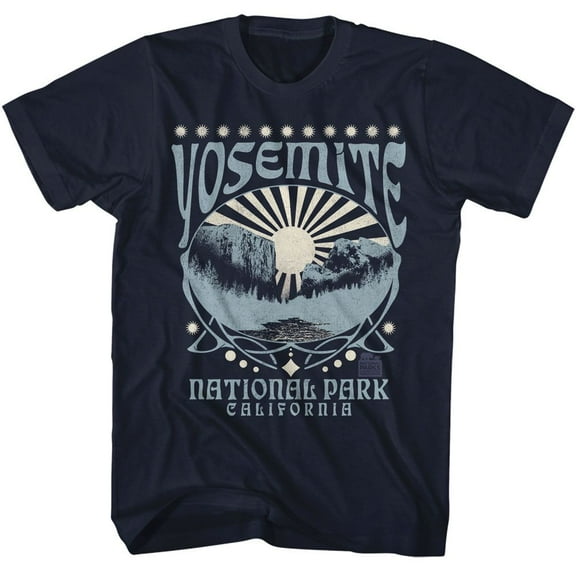 National Parks Yosemite Decorative Oval Duo Color Navy Adult T-Shirt