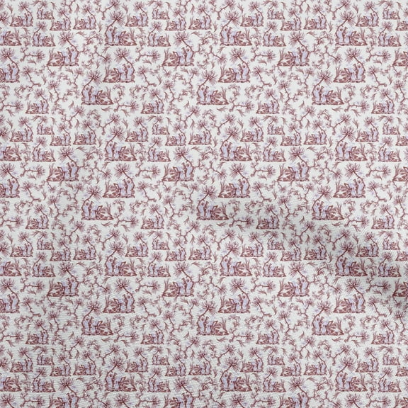 oneOone Polyester Spandex White Fabric Toile Craft Projects Decor Fabric Printed By The Yard 56 Inch Wide