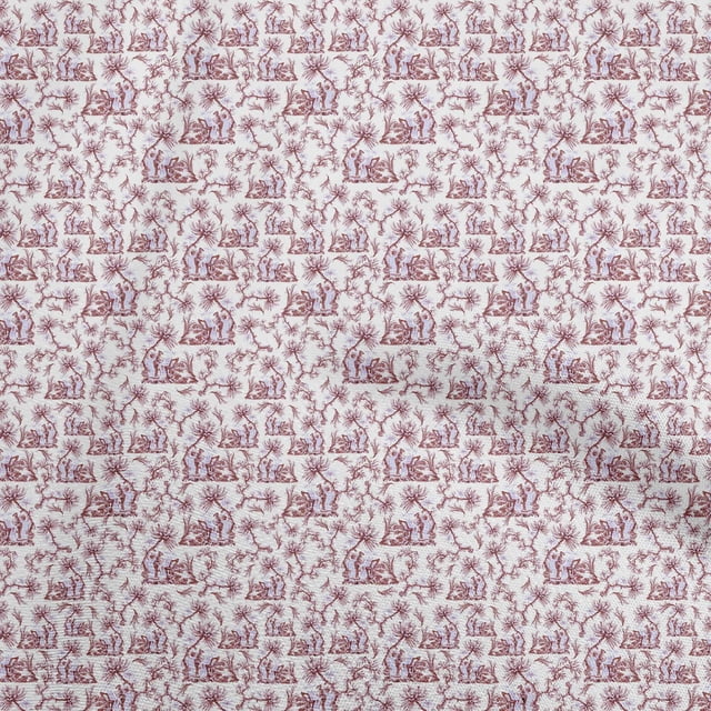 oneOone Velvet White Fabric Toile Sewing Craft Projects Fabric Prints By Yard 58 Inch Wide