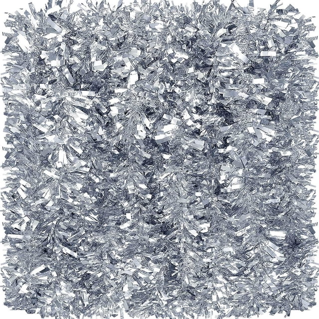100 ft Silver Christmas Tinsel Garland - Glittering Tree Decorations and Festive Ornament for Weddings and Birthdays