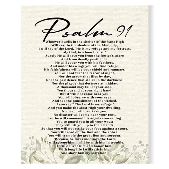 Psalms 91 Poster Wall Art, Bible Verses Wall Decor, Inspirational Quotes Bible Verse , Scripture Print Canvas Painting, Scripture Signs For Home Or Office Decor