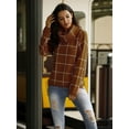 thumbnail image 2 of Pull d'Hiver 2020 pour Femmes Col Roulé Manches Longues Pull à Carreaux Fente Latérale Haut Ample, 2 of 6