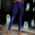 thumbnail image 5 of YOIAVAIOY Buttery Soft Leggings for Women High Waisted No See Through Tights Halloween Print Running Workout Yoga Pants Trendy Casual Holiday Bottom Purple L, 5 of 9