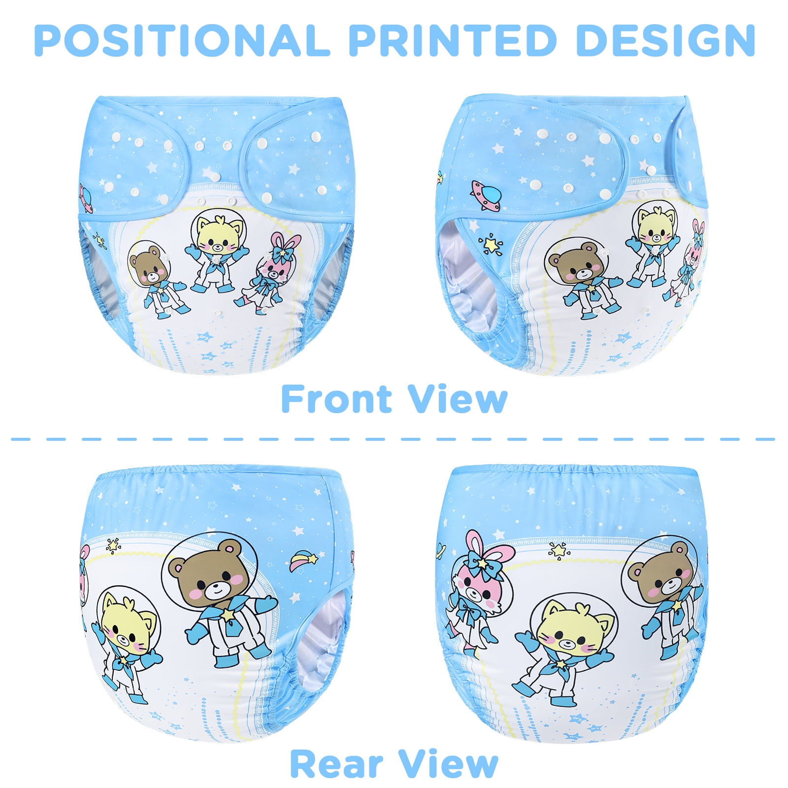 Littleforbig Washable Adjustable Reusable Waterproof Cloth Adult Diaper Wrap Cover One Size - Astro Babies