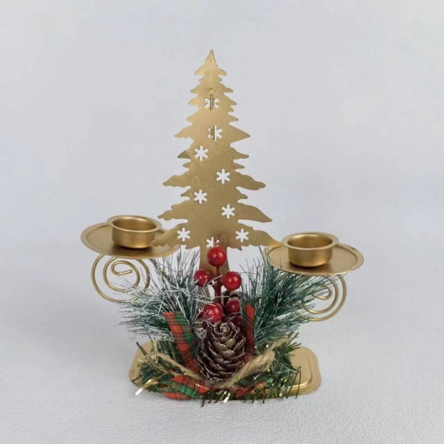 Xiao Hua Candelabro navideño, candelabros de hierro para mesa, adornos, centro de mesa de escritorio, decoración, artesanía, suministros para fiestas, decoración del hogar, F