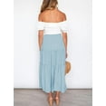 thumbnail image 6 of MOSHU High Waist Midi Skirt for Women A-Line Pleated Skirts with Pockets Flowy Dresses, 6 of 7
