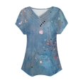 thumbnail image 2 of Camiseta de Manga Corta Suelta con Cuello en V Impresa, Blusa Casual para el Hogar Y el Uso Diario, 2 of 4