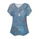 thumbnail image 4 of Camiseta de Manga Corta Suelta con Cuello en V Impresa, Blusa Casual para el Hogar Y el Uso Diario, 4 of 4