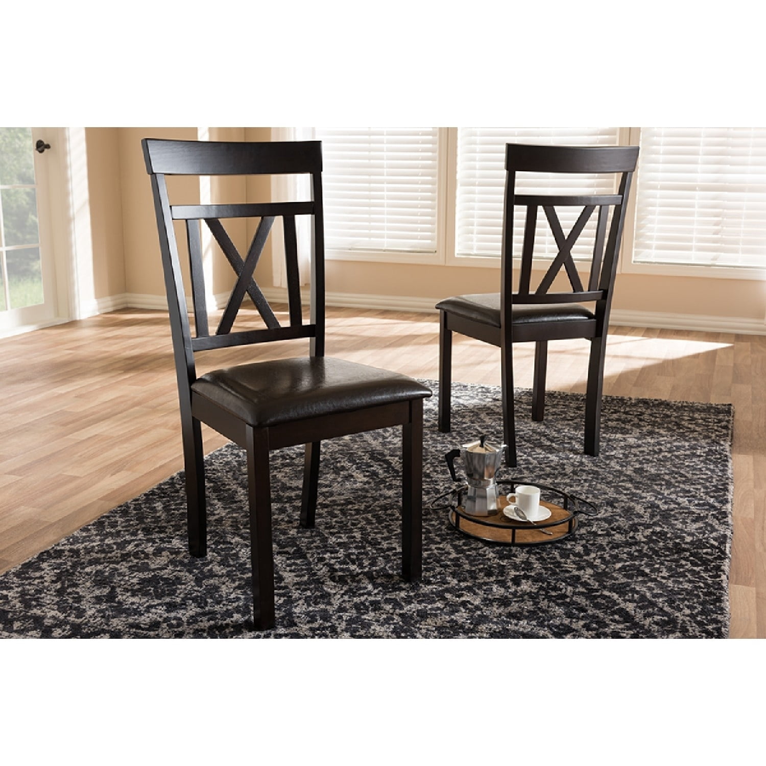 Baxton Studio Rosie Modern and Contemporary Dark Brown Faux Leather Upholstered Dining Chair (Set of 2)