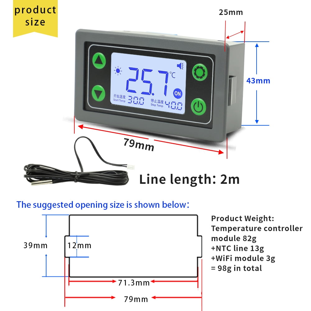 Thermostat,Relay With Shutdown Lcd Display Temperature Cloud Data Display App 30a Relay With Low Temperature Cloud Wifi Built-in 30a Precise With Shutdown And Shutdown And Low Havou