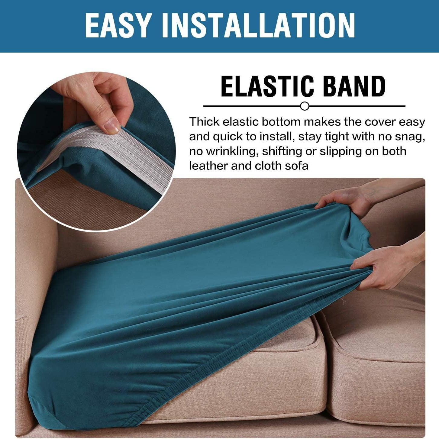 Velvet Stretch Couch Cushion Cover Plush Cushion Slipcover for Chair Sofa Cushion Furniture Protector Seat Cushion Sofa Cover Set of 2
