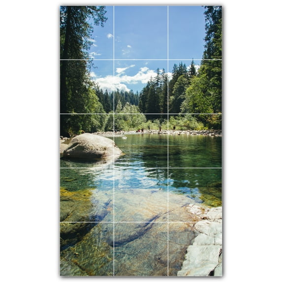 Picture-Tiles.com: River Ceramic Tile Wall Mural WAL500897-35M. 18"W x 30"H using (15) 6" x 6" Ceramic Tiles-Satin Finish