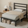 thumbnail image 3 of E-motie Twin Size Metal Platform Bed Frame with Headboard, Heavy Duty Metal Slat Mattress Foundation, Easy Assembly, No Box Spring Needed, Black, 3 of 8