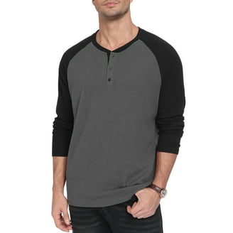 keephen Camicia da Uomo Henley Camicie Casual Button Down a Maniche